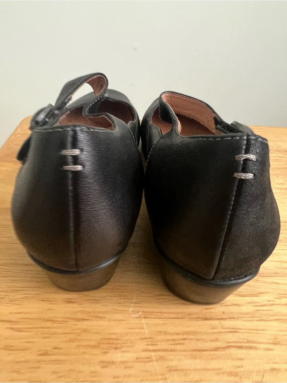 Taos Footwear Black Leather Mary Jane Flats with Button Strap